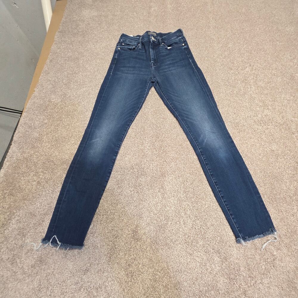 MOTHER The Looker Skinny Jeans womens sz 25 mid Rise Dark Wash indigo Raw Hem